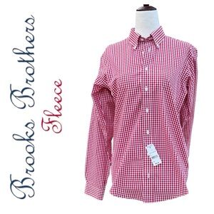 NWT Brooks Brothers Red Gingham Button Down Boys L / Men's XS Preppy Old Money